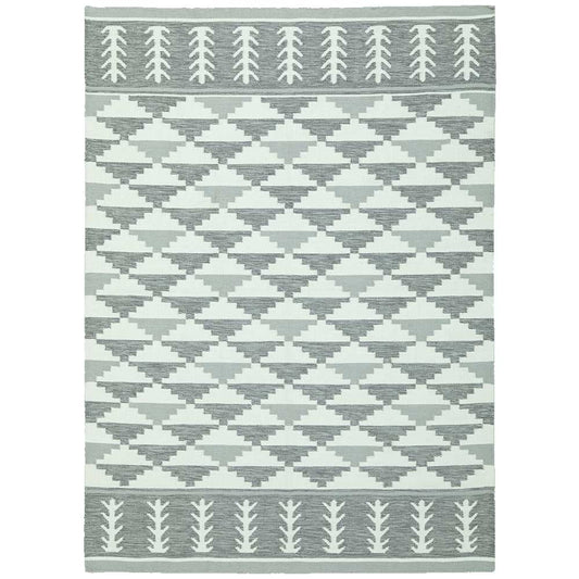 Basma sky blue handmade dhurrie in New Zealand wool