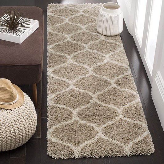 Taupe Trellis Shag Runner