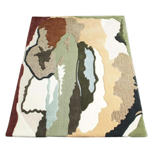 Caelora sage multicolor abstract hand tufted wool rug for living room