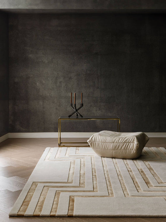 Labyrinth Ivory Gold Hand Tufted Carpet – view 2