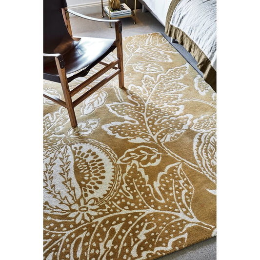 Tressan Mustard Botanical Hand Tufted Wool Rug – alternate view