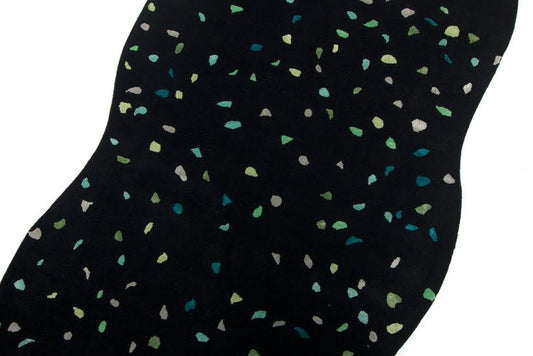 Terrazzo Black Teal Hand Tufted Carpet – view 2
