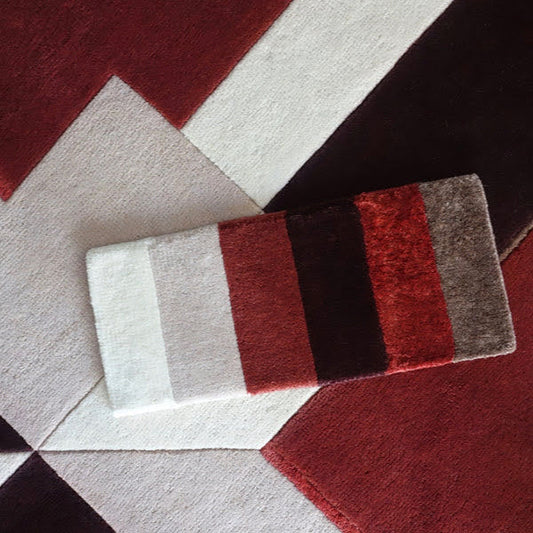 Duvanta Rose & Maroon Geometric Hand Tufted Wool Rug – alternate view