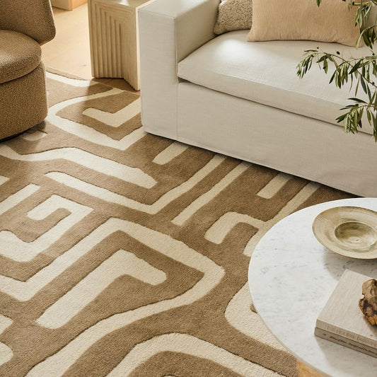 Tribal Tan Cream Hand Tufted Carpet – view 2