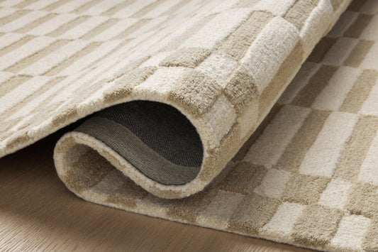 Silvara Geometric Beige Hand Tufted Wool Rug - Beige