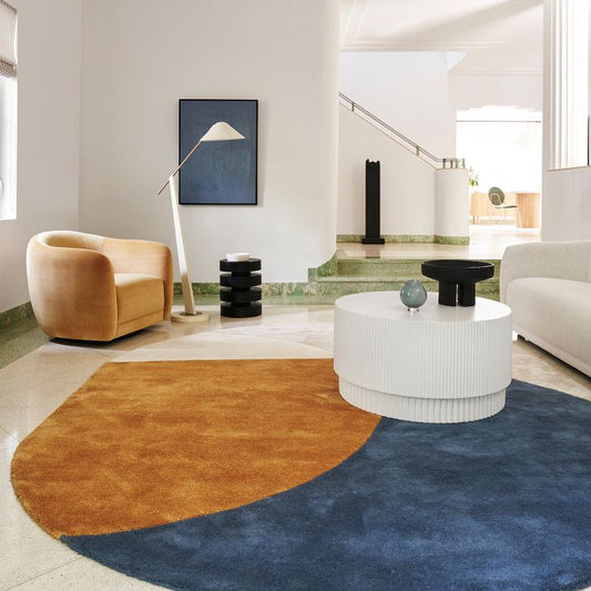 Eclipse Navy Mustard Hand Tufted Rug – view 2