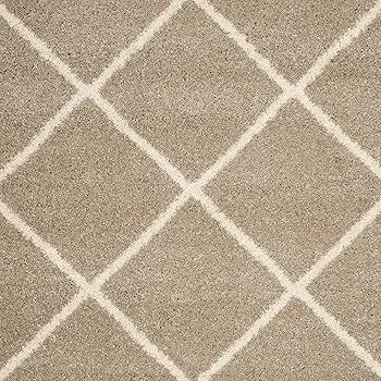 Stone Diamond Trellis Shag Rug - room setting