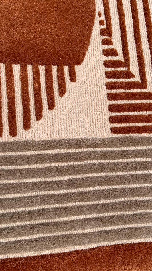 Montara Rust & Cream Stripe Hand Tufted Rug – alternate view