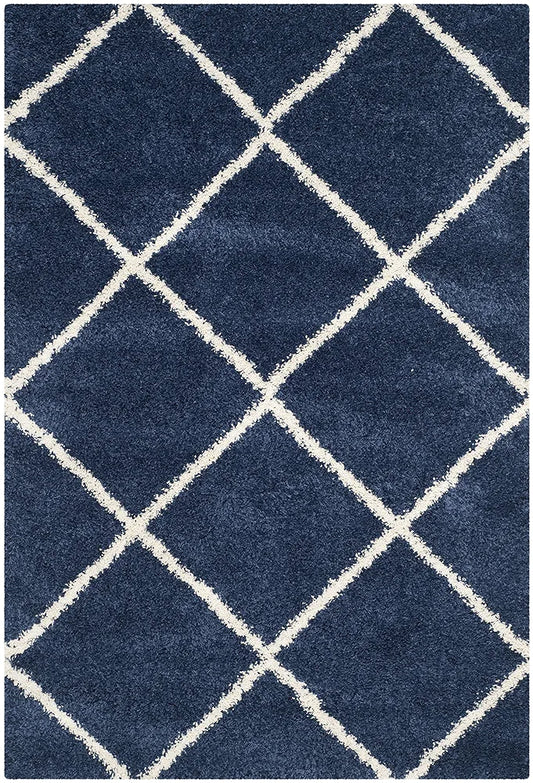 Indigo Diamond Lattice Shag Rug
