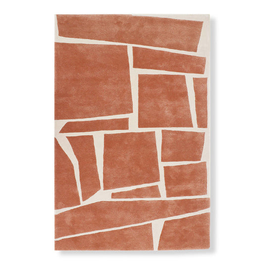Venora Terracotta Abstract Block Hand Tufted Wool Rug – alternate view