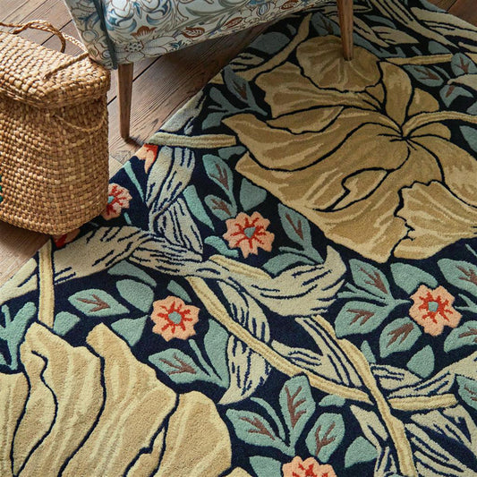 Primrose Navy Botanical Hand Tufted Wool Rug – alternate view