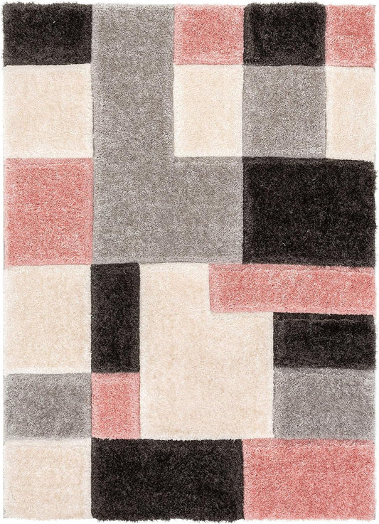 Rosewood Block Shag Rug - room setting