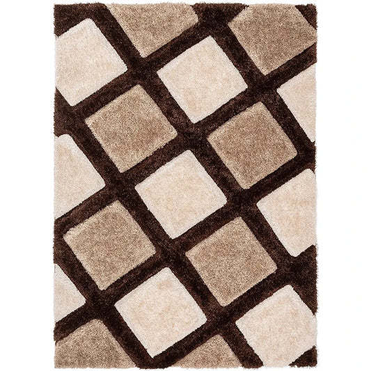 Cocoa Grid Shag Rug