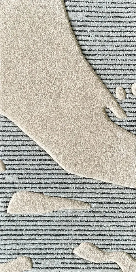 Fracture Cream Blue Hand Tufted Carpet – view 2