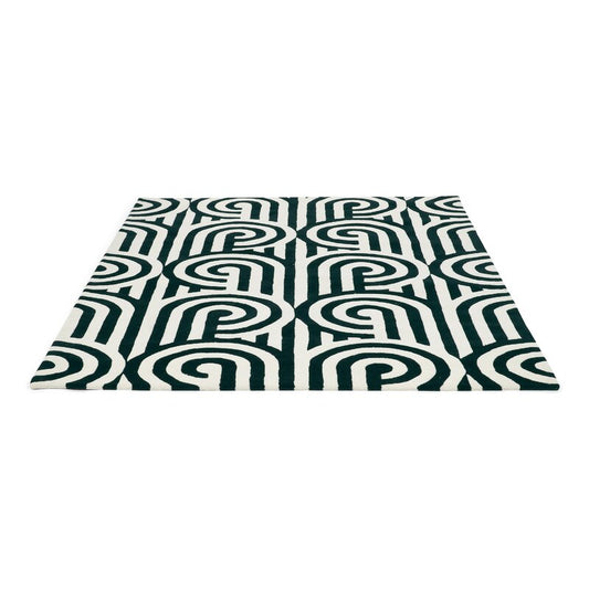 Veyora Geometric Black Hand Tufted Wool Rug - Black