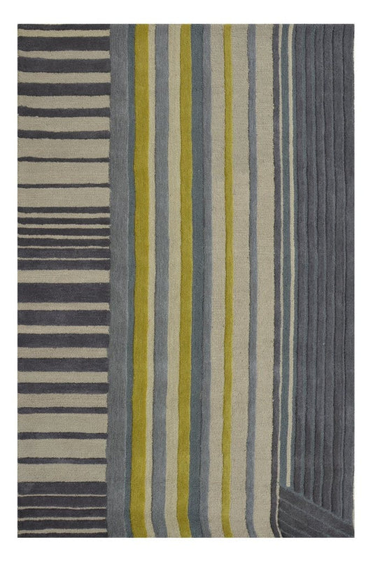 Rail Grey Mustard Hand Tufted Carpet – view 2