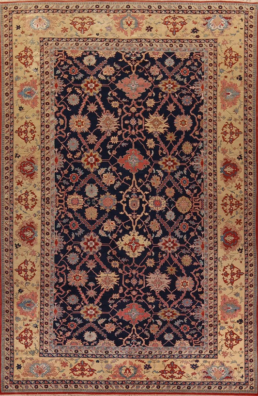 Sardis Navy Oushak Hand Knotted Wool Rug - blue rectangular rug