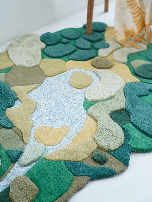 Oasis Green Tan Hand Tufted Carpet – view 2