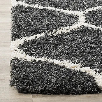 Elvon Charcoal & Ivory Ogee Shaggy Rug – alternate view