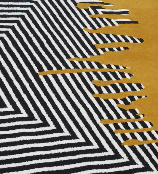 Corvielle Mustard Drip Black & White Hand Tufted Wool Rug – alternate view