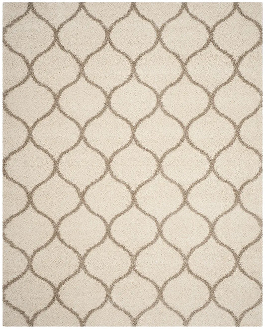 Ivory Moroccan Trellis Shag Rug