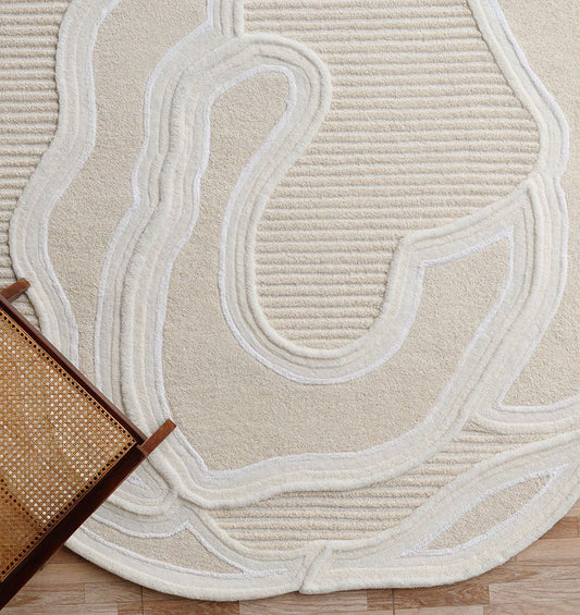 Rosalind ivory irregular hand tufted wool rug, view 2