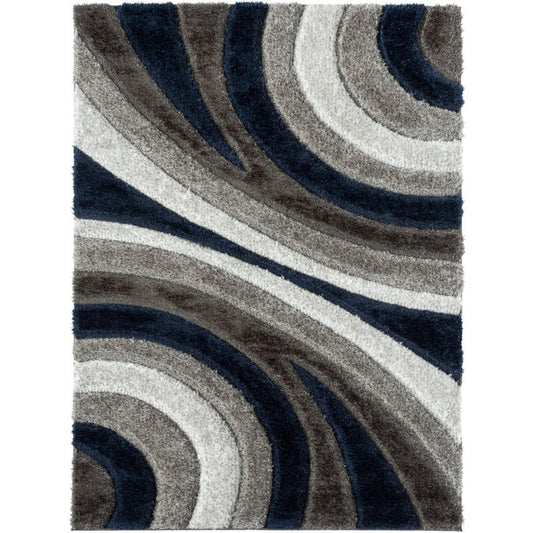 Tide Navy Brown Shaggy Carpet – full view
