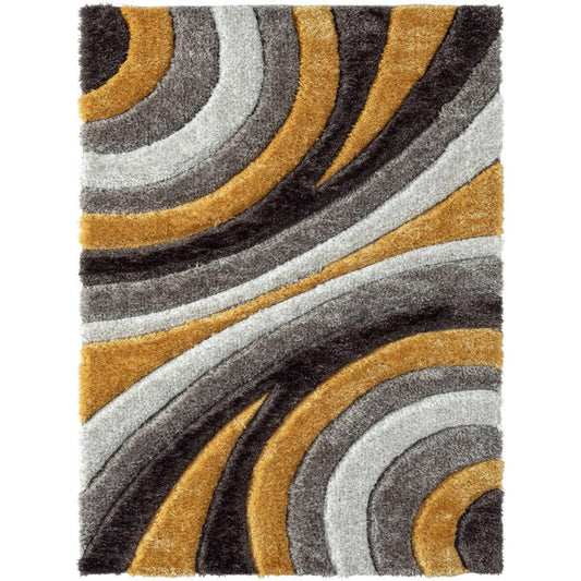 Blaze Mustard Grey Shaggy Carpet – full view
