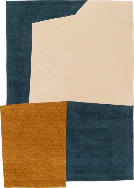 Wedge Teal Mustard Hand Tufted Carpet – view 2
