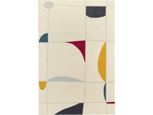 Aelric gray and ivory geometric hand tufted wool rug