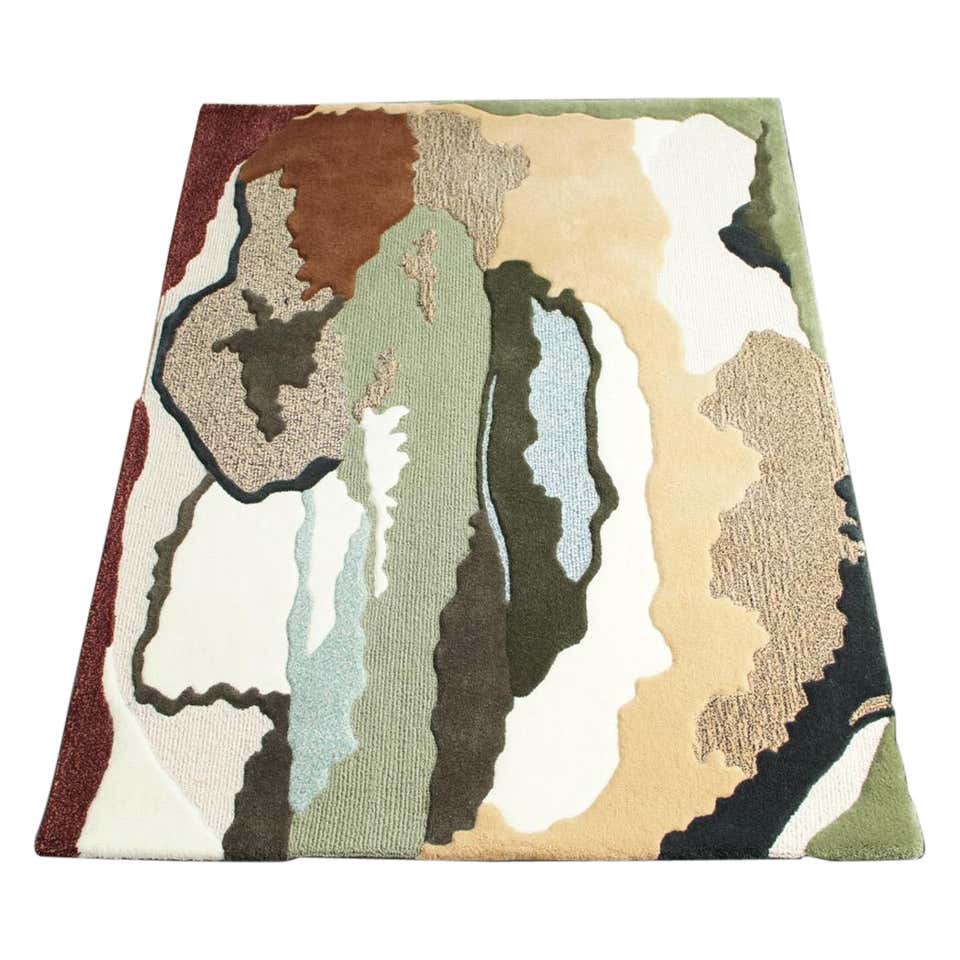 Caelora sage multicolor abstract hand tufted wool rug for living room