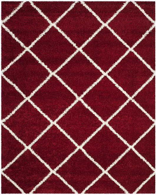 Garnet Diamond Trellis Shag Rug
