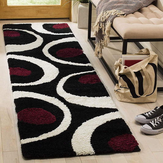 Merlot Scroll Wave Shag Runner