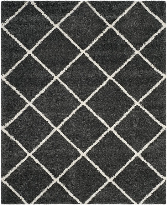 Graphite Diamond Trellis Shag Rug