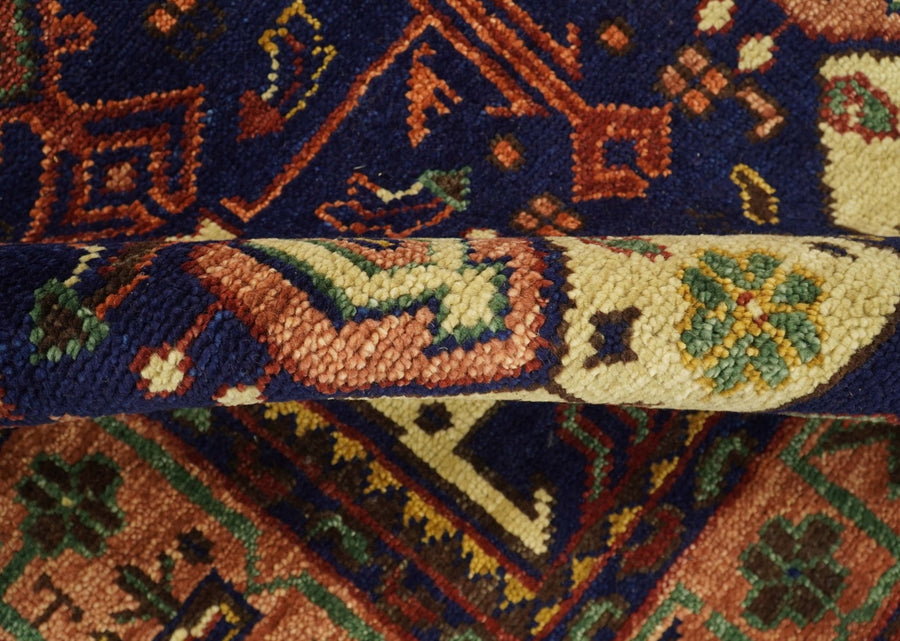 Diyarbakir Rust Red Geometric Hand Knotted Wool Rug – pattern detail