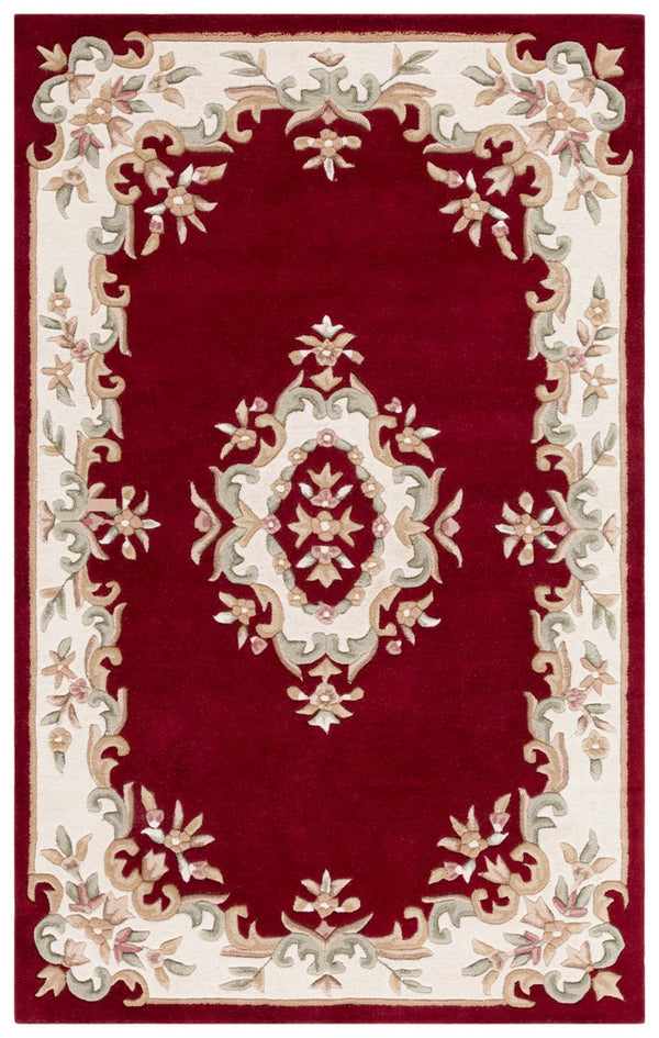 Aurelia dark red floral medallion hand tufted New Zealand wool rug full design