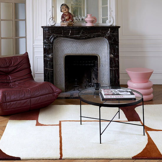 Avanti cream, rust and plum geometric hand tufted wool rug, view 2