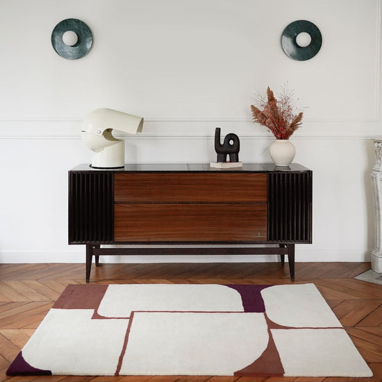 Avanti cream, rust and plum geometric hand tufted wool rug, view 5