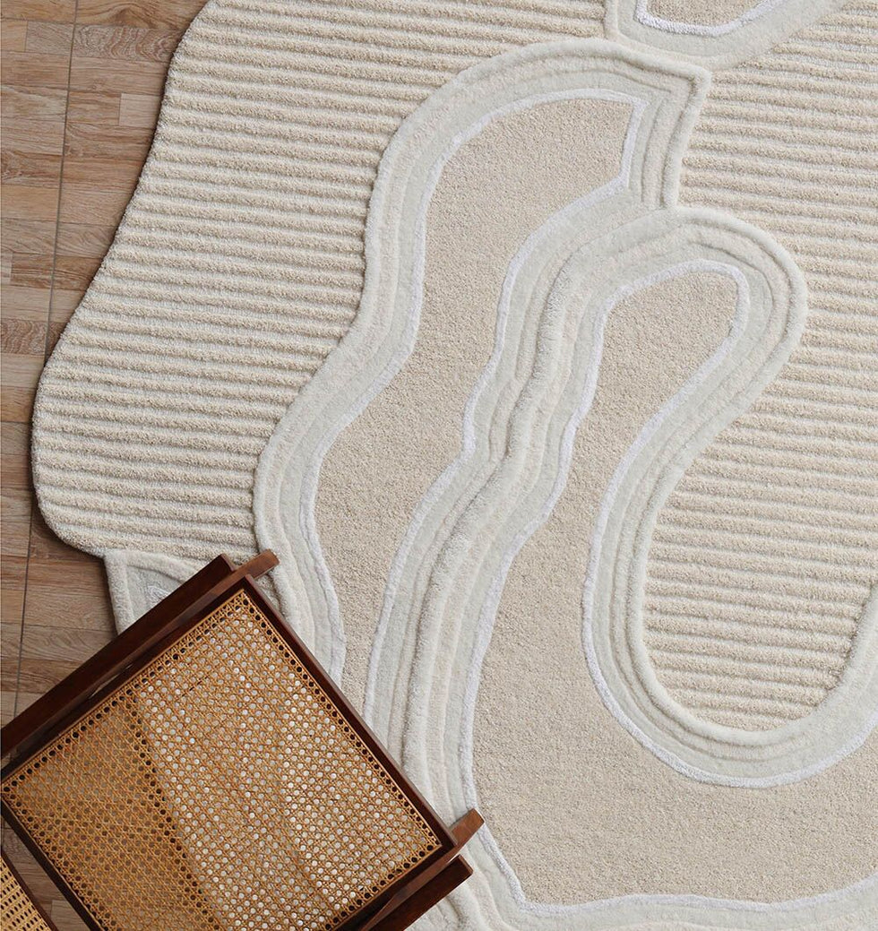 Rosalind ivory irregular hand tufted wool rug, view 3