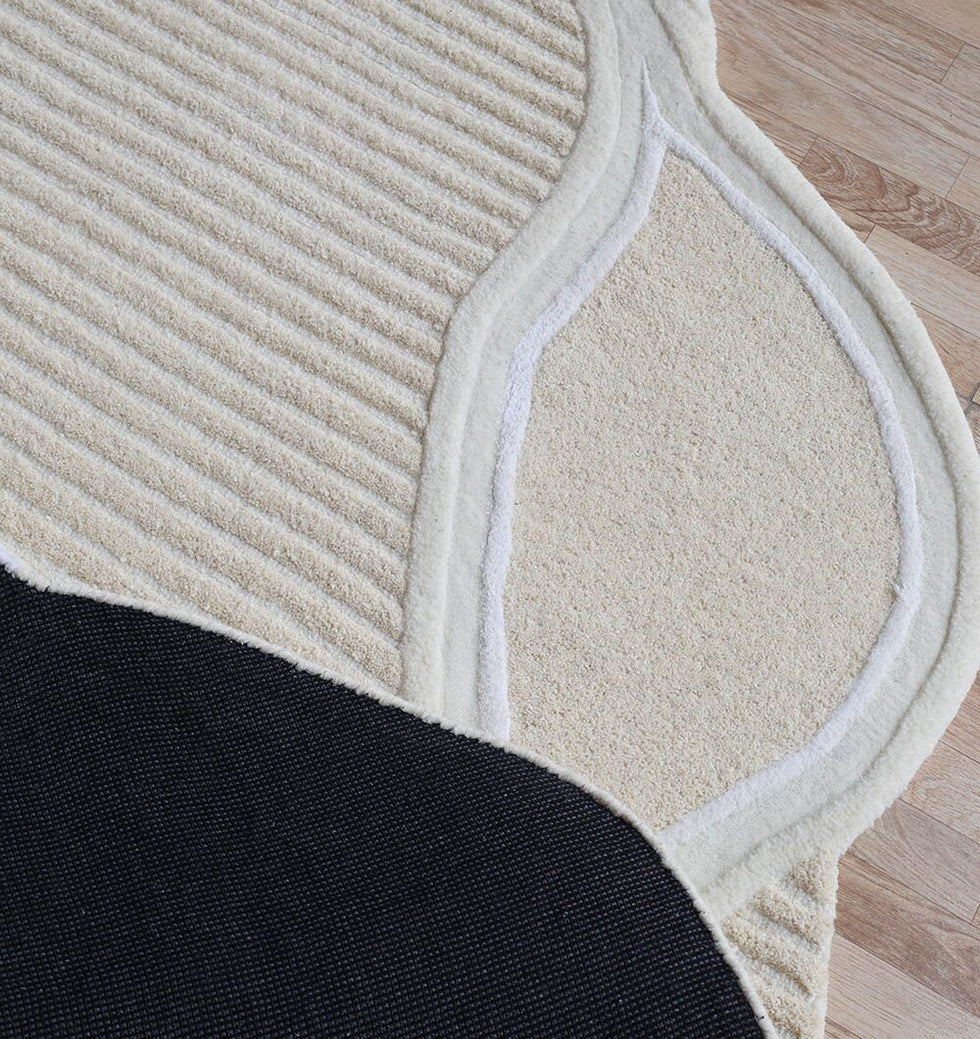 Rosalind ivory irregular hand tufted wool rug, view 4