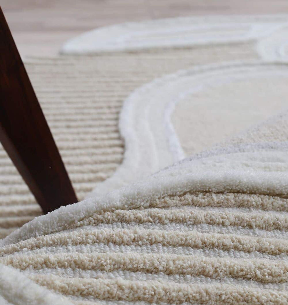Rosalind ivory irregular hand tufted wool rug, view 5