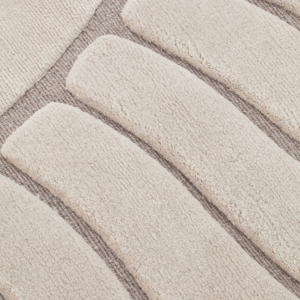 Selene beige irregular hand tufted wool rug, view 5