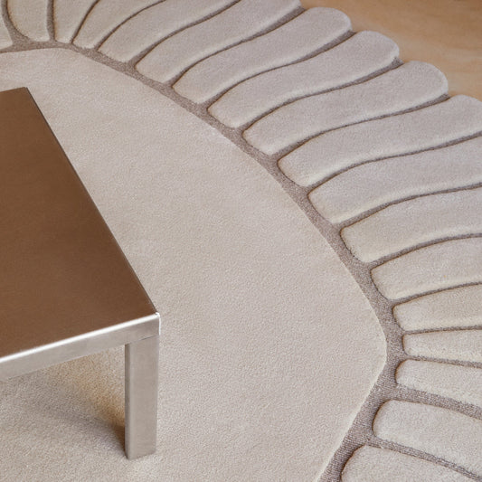 Selene beige irregular hand tufted wool rug, view 2