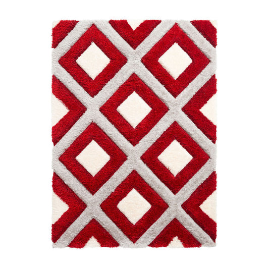 Rubin Red Diamond Shag Rug - living room setting