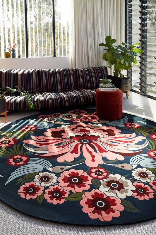 Azure Round Hand Tufted Carpet